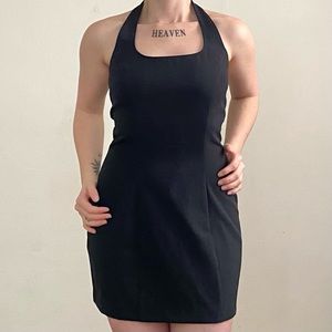 XOXO 90s VINTAGE BLACK HALTER MINI DRESS SIZE MEDIUM